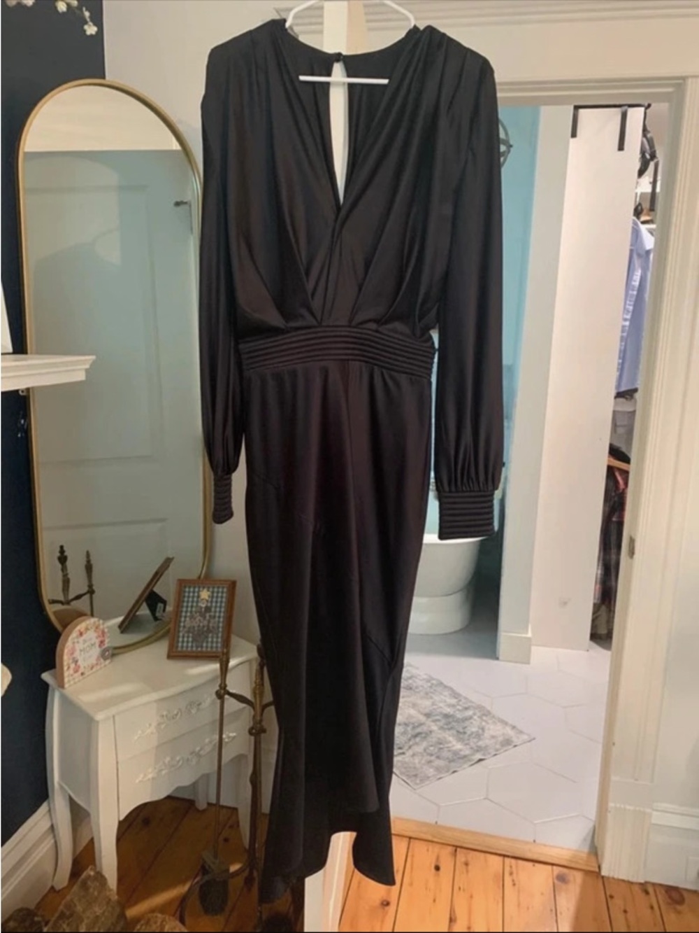 Zhivago Black Long-Sleeve V-Neck Maxi Dress